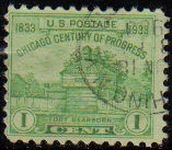 z vendido USA 1933 Scott 728 Sello Chicago Restauración Fuerte Dearborn usado Estados Unidos Etats Unis 